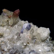 Brookite TiO2 with quartz SiO2, Zard Mtn, Ras Koh Mts, Kharan, Kharan District, Balochistan, Pakistan; crystal about 11mm