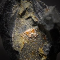 Pinkish to orange balls of Bastnäsite-(Ce) CeCO3F; La Flèche quarry, Bertrix, Luxembourg Province, Belgium; FOV 12 mm