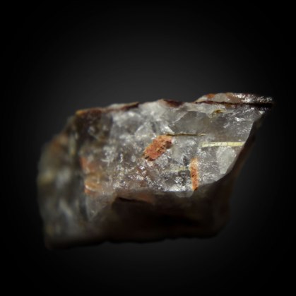 Pseudomorph of yellowish bastnäsite-(Y) YCO3F after gagarinite-(Y) NaCaYF6 crystals in quartz SiO2 core of alkaline granitic pegmatite from type locality; Verkhnee Espe Massif, Akzhaylyautas Mts, Tarbagatai Range, Eastern Kazakhstan Province, Kazakhstan; 25 x 13 x 8 mm